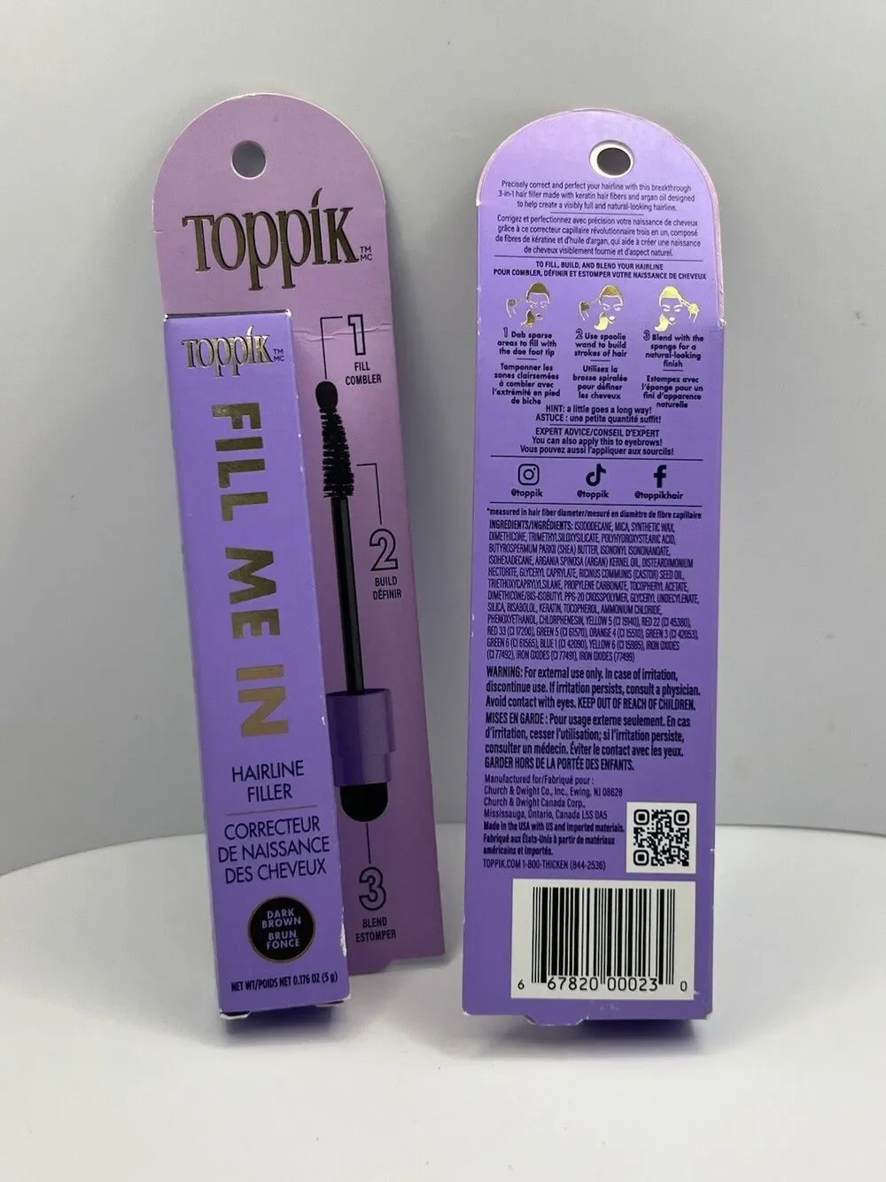 (2) - Toppik Fill Me In Hairline Filler Wands - DARK BROWN - 0.176oz - $29MSRP